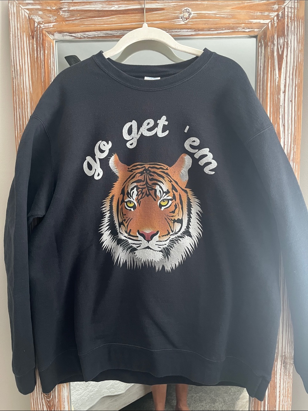 Port and Company Black Go Get’em Tiger Graphic Sweatshirt with Orange Accents